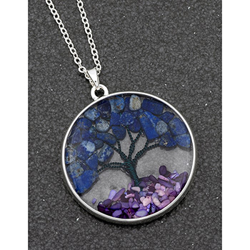 Necklace Tree of Life Round Lapis Lazuli